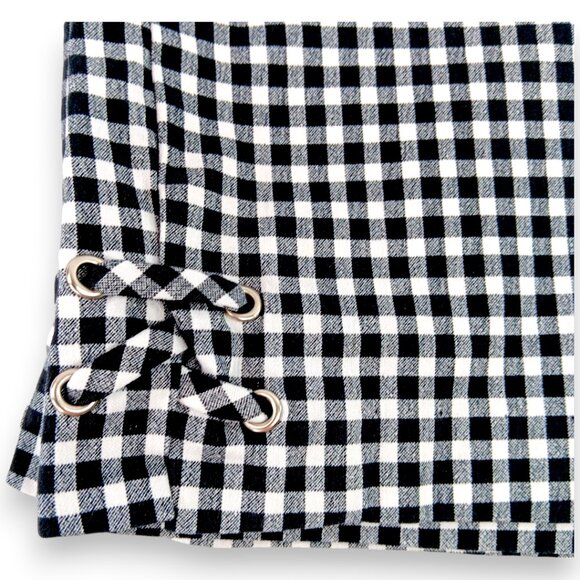 Ingredients- Women's-Gingham Checkered Black-White Shorts-Flat Panel-Summer - Picture 5 of 12